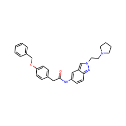 O=C(Cc1ccc(OCc2ccccc2)cc1)Nc1ccc2nn(CCN3CCCC3)cc2c1 ZINC000013610015