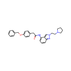 O=C(Cc1ccc(OCc2ccccc2)cc1)Nc1cccc2nn(CCN3CCCC3)cc12 ZINC000013610020