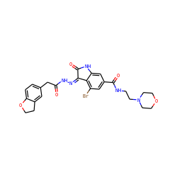 O=C(Cc1ccc2c(c1)CCO2)N/N=C1\C(=O)Nc2cc(C(=O)NCCN3CCOCC3)cc(Br)c21 ZINC000072180271