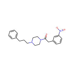 O=C(Cc1cccc([N+](=O)[O-])c1)N1CCN(CCCc2ccccc2)CC1 ZINC000013782167