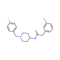 O=C(Cc1cccc(Br)c1)NC1CCN(Cc2ccc(F)cc2)CC1 ZINC000013470650