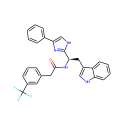 O=C(Cc1cccc(C(F)(F)F)c1)N[C@H](Cc1c[nH]c2ccccc12)c1nc(-c2ccccc2)c[nH]1 ZINC000028085778