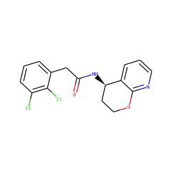 O=C(Cc1cccc(Cl)c1Cl)N[C@@H]1CCOc2ncccc21 ZINC000146493689