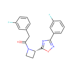 O=C(Cc1cccc(F)c1)N1CC[C@H]1c1nc(-c2cccc(F)c2)no1 ZINC000095580542