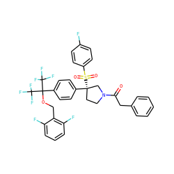 O=C(Cc1ccccc1)N1CC[C@](c2ccc(C(OCc3c(F)cccc3F)(C(F)(F)F)C(F)(F)F)cc2)(S(=O)(=O)c2ccc(F)cc2)C1 ZINC001772641223