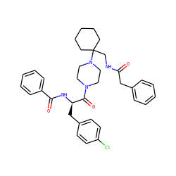 O=C(Cc1ccccc1)NCC1(N2CCN(C(=O)[C@@H](Cc3ccc(Cl)cc3)NC(=O)c3ccccc3)CC2)CCCCC1 ZINC000028529294