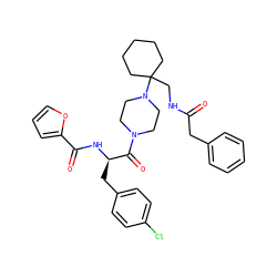 O=C(Cc1ccccc1)NCC1(N2CCN(C(=O)[C@@H](Cc3ccc(Cl)cc3)NC(=O)c3ccco3)CC2)CCCCC1 ZINC000028529253