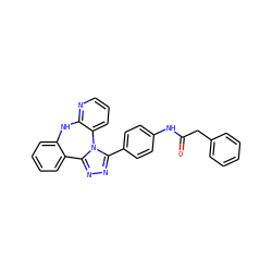 O=C(Cc1ccccc1)Nc1ccc(-c2nnc3n2-c2cccnc2Nc2ccccc2-3)cc1 ZINC000141485958