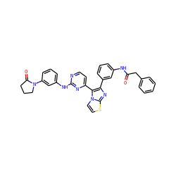 O=C(Cc1ccccc1)Nc1cccc(-c2nc3sccn3c2-c2ccnc(Nc3cccc(N4CCCC4=O)c3)n2)c1 ZINC000063298054