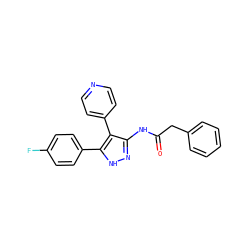 O=C(Cc1ccccc1)Nc1n[nH]c(-c2ccc(F)cc2)c1-c1ccncc1 ZINC000034574943