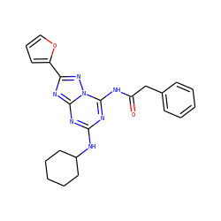 O=C(Cc1ccccc1)Nc1nc(NC2CCCCC2)nc2nc(-c3ccco3)nn12 ZINC000653760829