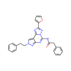 O=C(Cc1ccccc1)Nc1nc2nn(CCc3ccccc3)cc2c2nc(-c3ccco3)nn12 ZINC000013527368