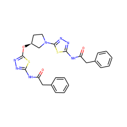 O=C(Cc1ccccc1)Nc1nnc(O[C@H]2CCN(c3nnc(NC(=O)Cc4ccccc4)s3)C2)s1 ZINC000584905244