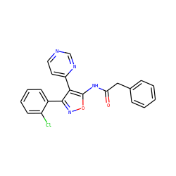 O=C(Cc1ccccc1)Nc1onc(-c2ccccc2Cl)c1-c1ccncn1 ZINC000117394587