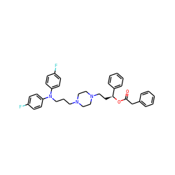 O=C(Cc1ccccc1)O[C@@H](CCN1CCN(CCCN(c2ccc(F)cc2)c2ccc(F)cc2)CC1)c1ccccc1 ZINC000042835589
