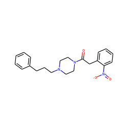 O=C(Cc1ccccc1[N+](=O)[O-])N1CCN(CCCc2ccccc2)CC1 ZINC000013782166