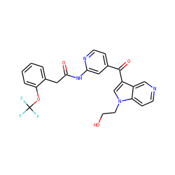 O=C(Cc1ccccc1OC(F)(F)F)Nc1cc(C(=O)c2cn(CCO)c3ccncc23)ccn1 ZINC001772644109