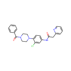 O=C(Cc1ccccn1)Nc1ccc(N2CCN(C(=O)c3ccccc3)CC2)c(Cl)c1 ZINC000043066843