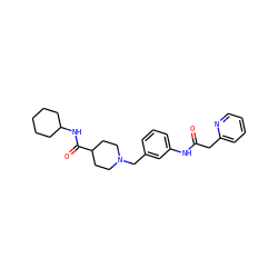 O=C(Cc1ccccn1)Nc1cccc(CN2CCC(C(=O)NC3CCCCC3)CC2)c1 ZINC001772614767
