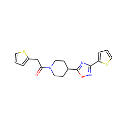 O=C(Cc1cccs1)N1CCC(c2nc(-c3cccs3)no2)CC1 ZINC000001359452