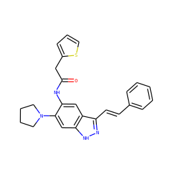 O=C(Cc1cccs1)Nc1cc2c(/C=C/c3ccccc3)n[nH]c2cc1N1CCCC1 ZINC000049069096