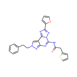 O=C(Cc1cccs1)Nc1nc2nn(CCc3ccccc3)cc2c2nc(-c3ccco3)nn12 ZINC000045290726