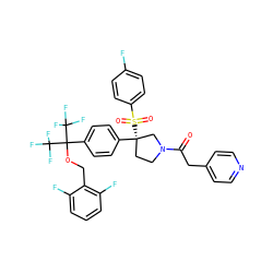 O=C(Cc1ccncc1)N1CC[C@](c2ccc(C(OCc3c(F)cccc3F)(C(F)(F)F)C(F)(F)F)cc2)(S(=O)(=O)c2ccc(F)cc2)C1 ZINC001772634181