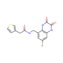 O=C(Cc1ccsc1)NCc1cc(Br)cc2[nH]c(=O)c(=O)[nH]c12 ZINC000027555916