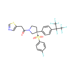 O=C(Cc1cncs1)N1CC[C@](c2ccc(C(F)(C(F)(F)F)C(F)(F)F)cc2)(S(=O)(=O)c2ccc(F)cc2)C1 ZINC001772608701