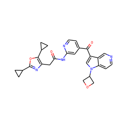 O=C(Cc1nc(C2CC2)oc1C1CC1)Nc1cc(C(=O)c2cn(C3COC3)c3ccncc23)ccn1 ZINC001772628912