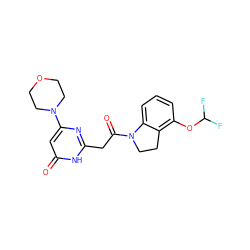 O=C(Cc1nc(N2CCOCC2)cc(=O)[nH]1)N1CCc2c(OC(F)F)cccc21 ZINC000147027706