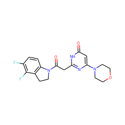 O=C(Cc1nc(N2CCOCC2)cc(=O)[nH]1)N1CCc2c1ccc(F)c2F ZINC000115070903