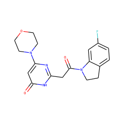 O=C(Cc1nc(N2CCOCC2)cc(=O)[nH]1)N1CCc2ccc(F)cc21 ZINC000115072076