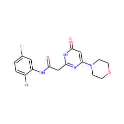 O=C(Cc1nc(N2CCOCC2)cc(=O)[nH]1)Nc1cc(F)ccc1O ZINC000115071169
