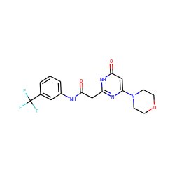 O=C(Cc1nc(N2CCOCC2)cc(=O)[nH]1)Nc1cccc(C(F)(F)F)c1 ZINC000115064072