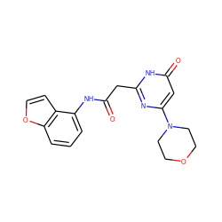 O=C(Cc1nc(N2CCOCC2)cc(=O)[nH]1)Nc1cccc2occc12 ZINC000115070723