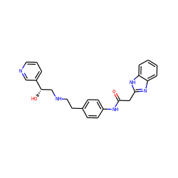 O=C(Cc1nc2ccccc2[nH]1)Nc1ccc(CCNC[C@H](O)c2cccnc2)cc1 ZINC000049089402