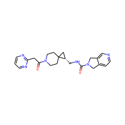 O=C(Cc1ncccn1)N1CCC2(CC1)C[C@@H]2CNC(=O)N1Cc2ccncc2C1 ZINC001772644038