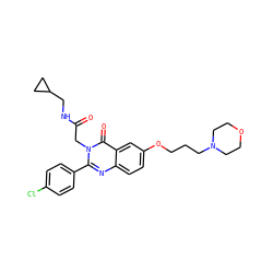 O=C(Cn1c(-c2ccc(Cl)cc2)nc2ccc(OCCCN3CCOCC3)cc2c1=O)NCC1CC1 ZINC000066101477