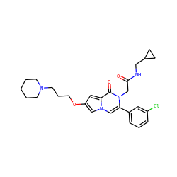 O=C(Cn1c(-c2cccc(Cl)c2)cn2cc(OCCCN3CCCCC3)cc2c1=O)NCC1CC1 ZINC000058592457