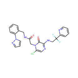 O=C(Cn1c(Cl)cnc(NCC(F)(F)c2ccccn2)c1=O)NCc1ccccc1-n1cccn1 ZINC000013579385