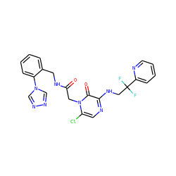 O=C(Cn1c(Cl)cnc(NCC(F)(F)c2ccccn2)c1=O)NCc1ccccc1-n1cnnc1 ZINC000013579389