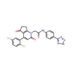 O=C(Cn1c2c(c(-c3cc(Cl)ccc3Cl)cc1=O)C(=O)CC2)Nc1ccc(-c2nn[nH]n2)cc1 ZINC000221120504