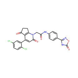 O=C(Cn1c2c(c(-c3cc(Cl)ccc3Cl)cc1=O)C(=O)CC2)Nc1ccc(-c2noc(=O)[nH]2)cc1 ZINC000221120682