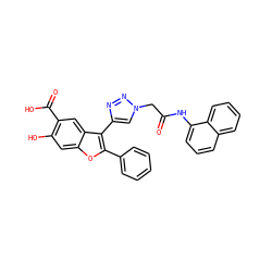 O=C(Cn1cc(-c2c(-c3ccccc3)oc3cc(O)c(C(=O)O)cc23)nn1)Nc1cccc2ccccc12 ZINC000066102773