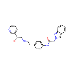 O=C(Cn1cc2ccccc2n1)Nc1ccc(CCNC[C@H](O)c2cccnc2)cc1 ZINC000049067105
