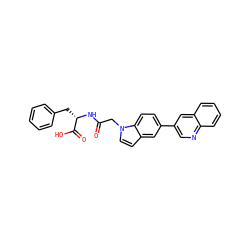 O=C(Cn1ccc2cc(-c3cnc4ccccc4c3)ccc21)N[C@@H](Cc1ccccc1)C(=O)O ZINC000299833948