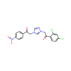 O=C(Cn1cn[n+](CC(=O)c2ccc(Cl)cc2Cl)c1)c1ccc([N+](=O)[O-])cc1 ZINC000013590764