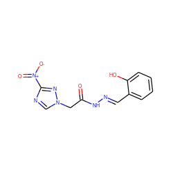 O=C(Cn1cnc([N+](=O)[O-])n1)N/N=C/c1ccccc1O ZINC000000196015