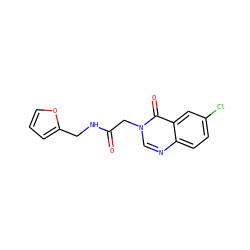 O=C(Cn1cnc2ccc(Cl)cc2c1=O)NCc1ccco1 ZINC000005253772
